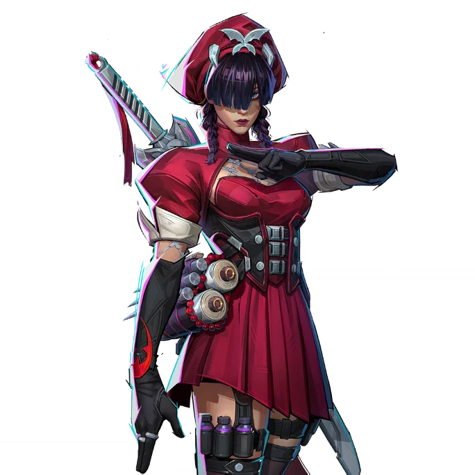 Full body portrait of Psylocke's Blood Kariudo skin.'